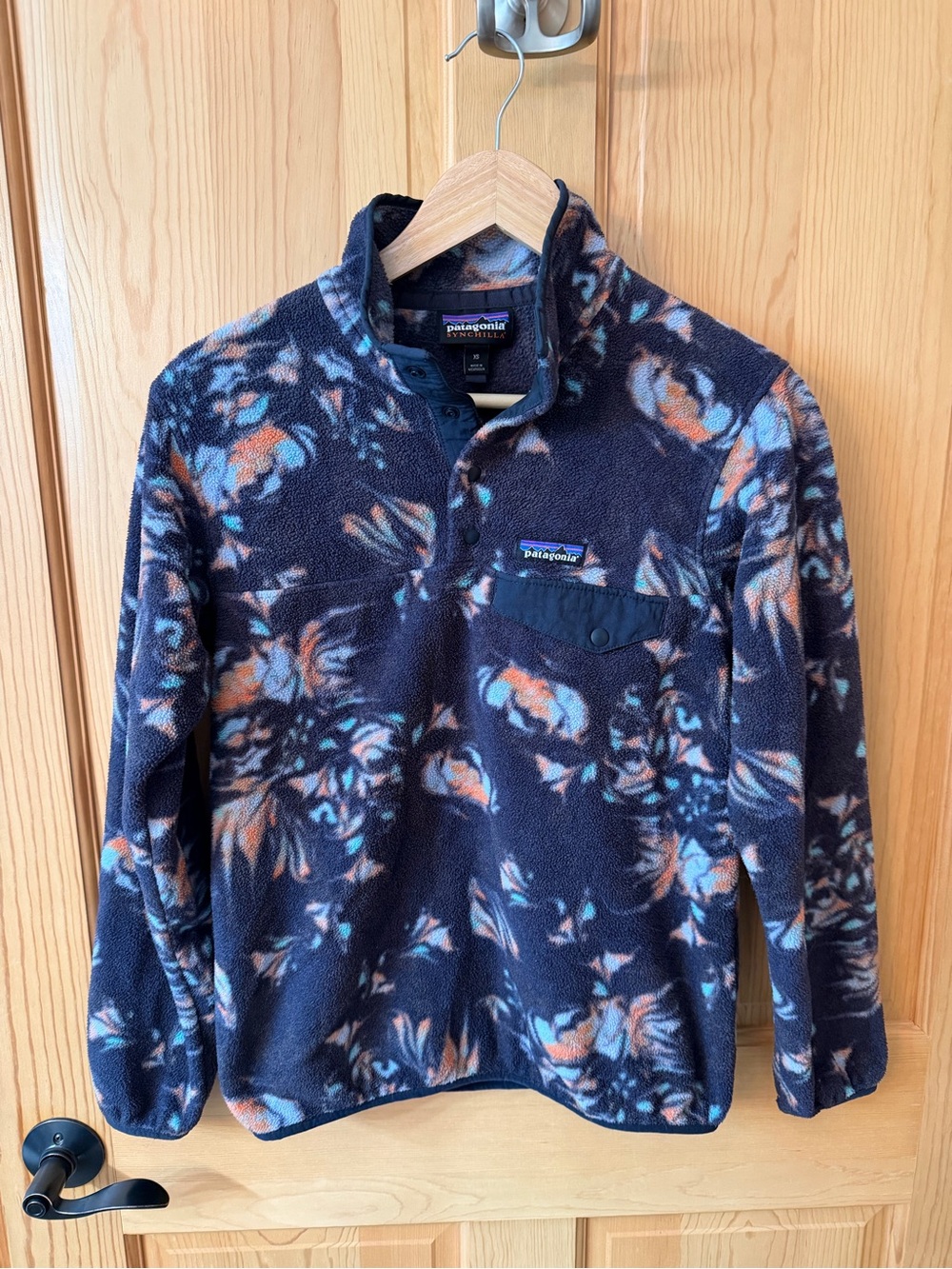 Patagonia Lightweight Synchilla Snap-T Fleece Swirl Floral Pitch Blue XS